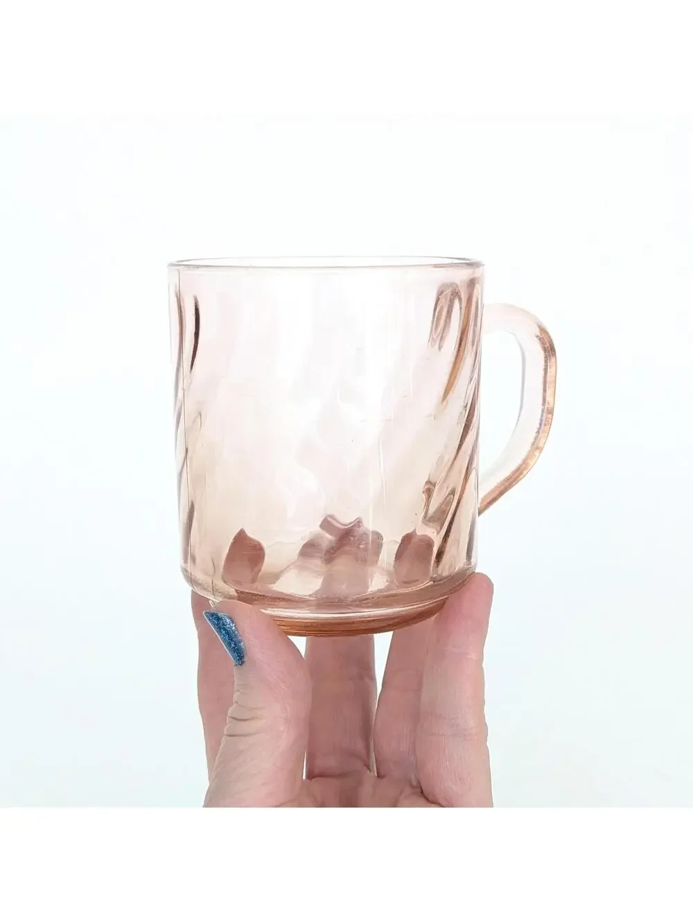 Rosaline Pink Swirl Optic Glass Mugs - Cristal D'Arques Durand